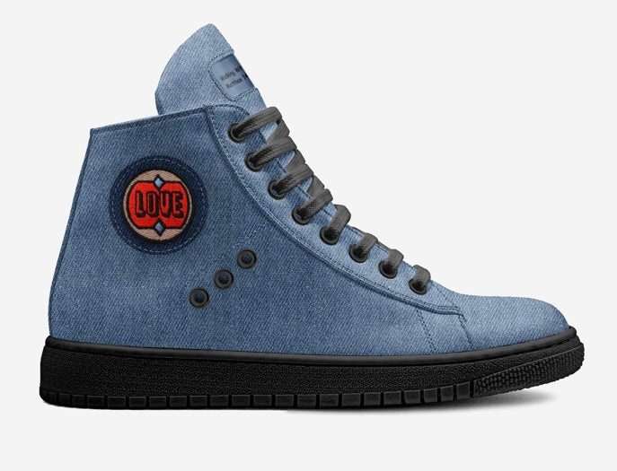 Eco Denim High Top Sneakers - Saving Souls - Matthew 14:27-33 Walking With Jesus